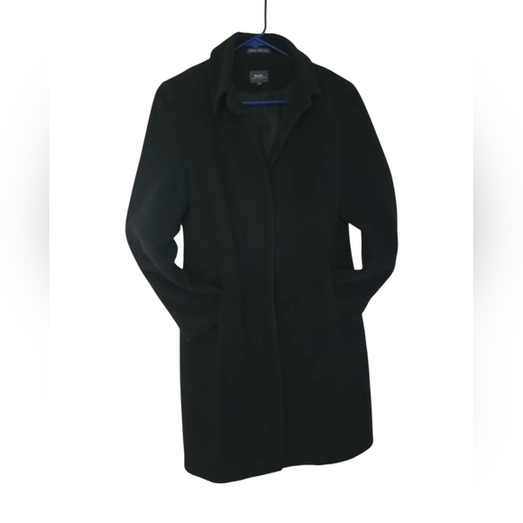 BOSSINI Black Italian Wool Straight Classic Buttons Down Coat Size S - Picture 2 of 6